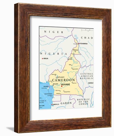 Cameroon Political Map-Peter Hermes Furian-Framed Art Print