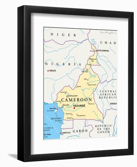 Cameroon Political Map-Peter Hermes Furian-Framed Art Print