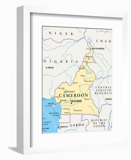 Cameroon Political Map-Peter Hermes Furian-Framed Art Print