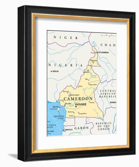 Cameroon Political Map-Peter Hermes Furian-Framed Art Print