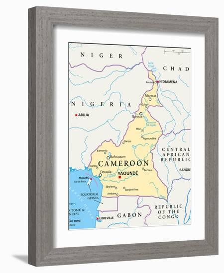 Cameroon Political Map-Peter Hermes Furian-Framed Art Print