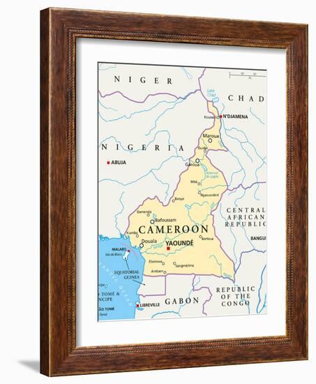 Cameroon Political Map-Peter Hermes Furian-Framed Art Print