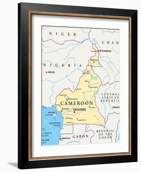 Cameroon Political Map-Peter Hermes Furian-Framed Art Print