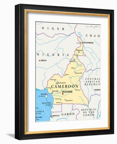 Cameroon Political Map-Peter Hermes Furian-Framed Art Print