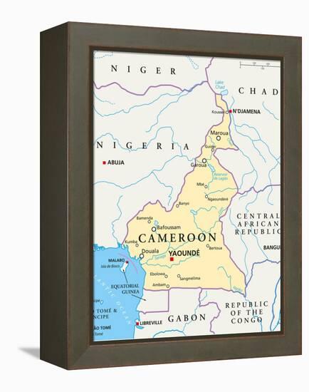 Cameroon Political Map-Peter Hermes Furian-Framed Stretched Canvas