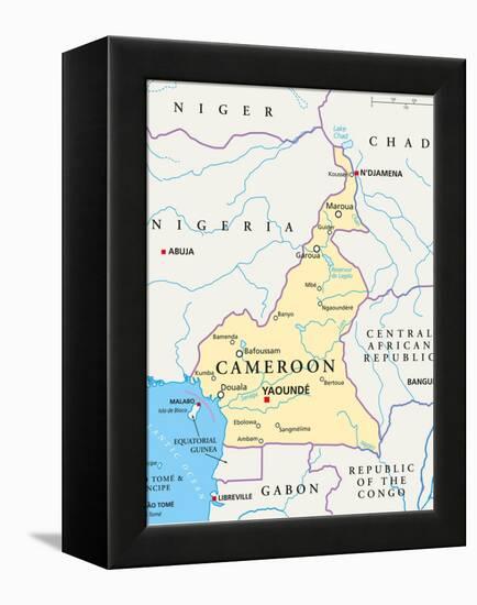 Cameroon Political Map-Peter Hermes Furian-Framed Stretched Canvas