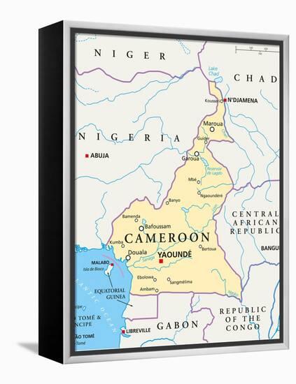 Cameroon Political Map-Peter Hermes Furian-Framed Stretched Canvas