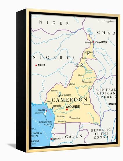 Cameroon Political Map-Peter Hermes Furian-Framed Stretched Canvas