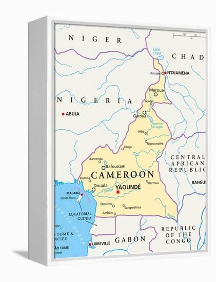 Cameroon Political Map-Peter Hermes Furian-Framed Stretched Canvas