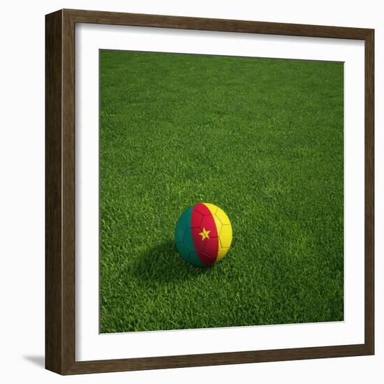 Cameroonian Soccerball Lying on Grass-zentilia-Framed Art Print