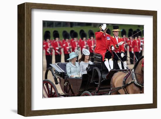 Camilla, Duchess of Cornwall and Catherine, Duchess of Cambridge at Queen's Annual Birthday Parade-null-Framed Art Print