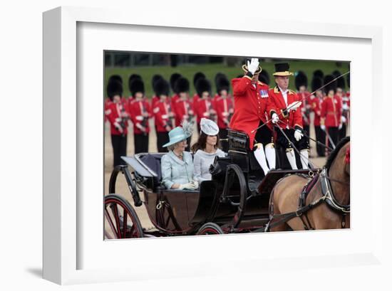 Camilla, Duchess of Cornwall and Catherine, Duchess of Cambridge at Queen's Annual Birthday Parade-null-Framed Art Print