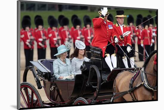 Camilla, Duchess of Cornwall and Catherine, Duchess of Cambridge at Queen's Annual Birthday Parade-null-Mounted Art Print