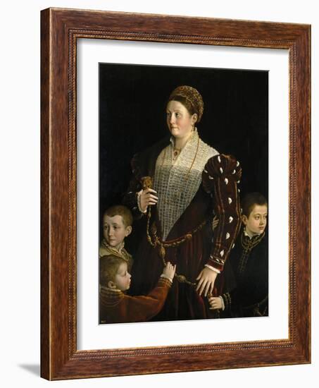 Camilla Gonzaga, Countess of San Segundo, and Her Sons, 1535-1537-Parmigianino-Framed Giclee Print