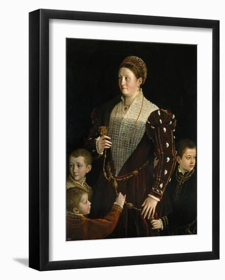 Camilla Gonzaga, Countess of San Segundo, and Her Sons, 1535-1537-Parmigianino-Framed Giclee Print