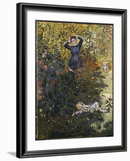 Camille and Jean in the Garden at Argenteuil-Claude Monet-Framed Giclee Print