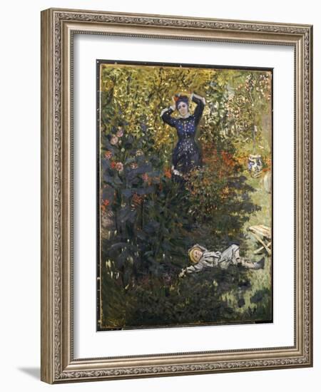 Camille and Jean in the Garden at Argenteuil-Claude Monet-Framed Giclee Print