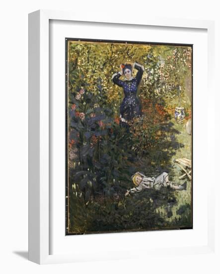 Camille and Jean in the Garden at Argenteuil-Claude Monet-Framed Giclee Print