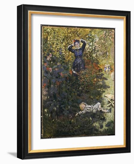 Camille and Jean in the Garden at Argenteuil-Claude Monet-Framed Giclee Print