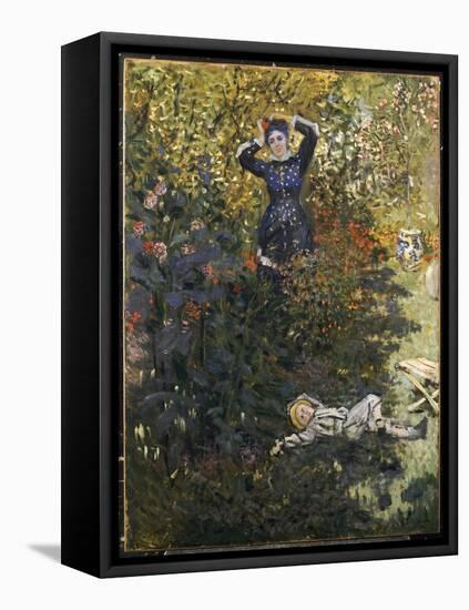 Camille and Jean in the Garden at Argenteuil-Claude Monet-Framed Premier Image Canvas