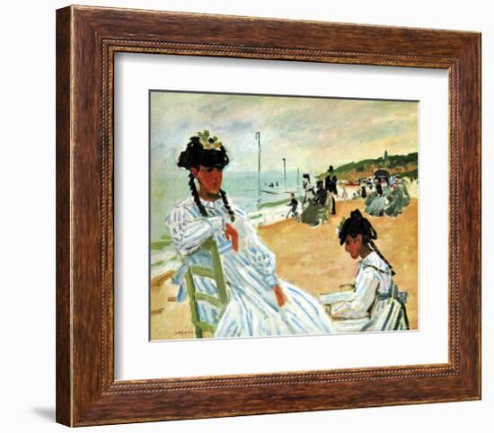 Camille at the Beach-Claude Monet-Framed Giclee Print