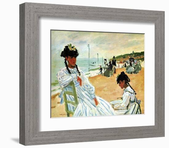 Camille at the Beach-Claude Monet-Framed Giclee Print