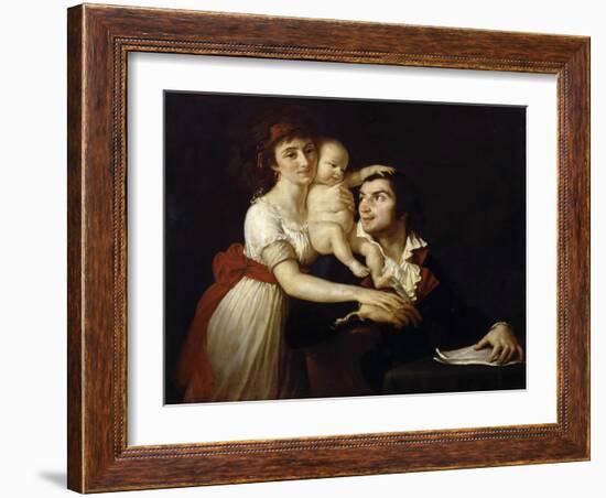 Camille Desmoulins with His Wife Lucile and Child-Jacques Louis David-Framed Giclee Print