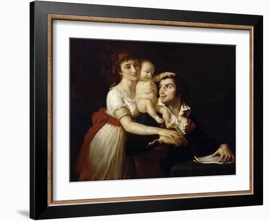 Camille Desmoulins with His Wife Lucile and Child-Jacques Louis David-Framed Giclee Print