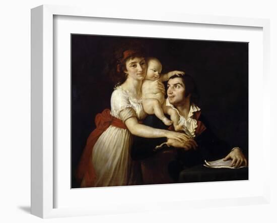 Camille Desmoulins with His Wife Lucile and Child-Jacques Louis David-Framed Giclee Print