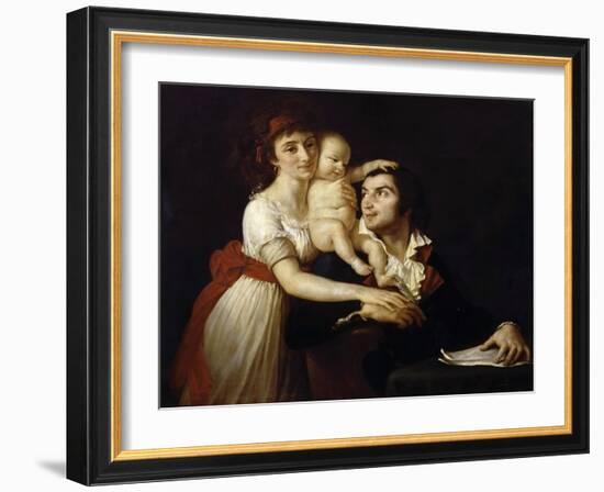 Camille Desmoulins with His Wife Lucile and Child-Jacques Louis David-Framed Giclee Print