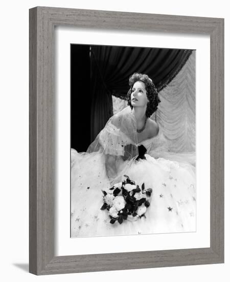 Camille, Greta Garbo, in a Gown by Adrian, 1936-null-Framed Photo