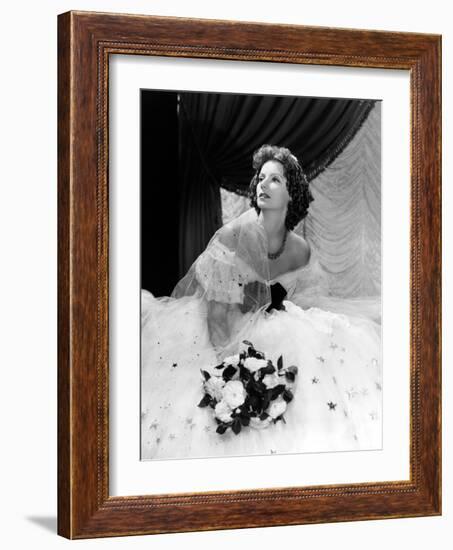 Camille, Greta Garbo, in a Gown by Adrian, 1936-null-Framed Photo