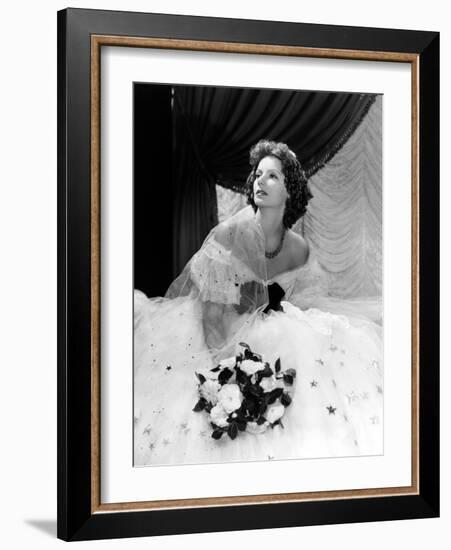 Camille, Greta Garbo, in a Gown by Adrian, 1936-null-Framed Photo