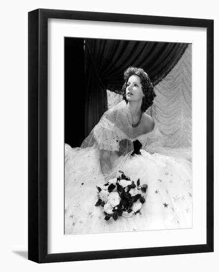 Camille, Greta Garbo, in a Gown by Adrian, 1936-null-Framed Photo