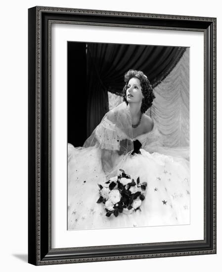 Camille, Greta Garbo, in a Gown by Adrian, 1936-null-Framed Photo