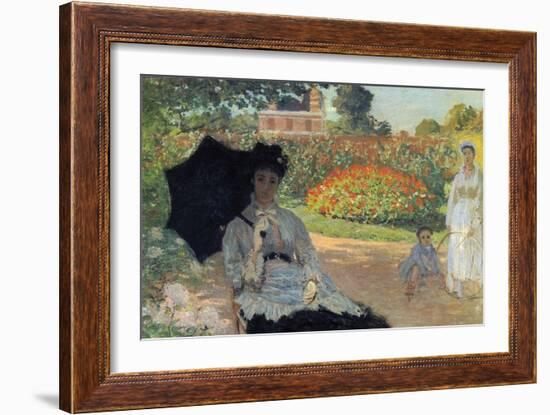 Camille in the Garden with Jean and His Nanny-Claude Monet-Framed Art Print