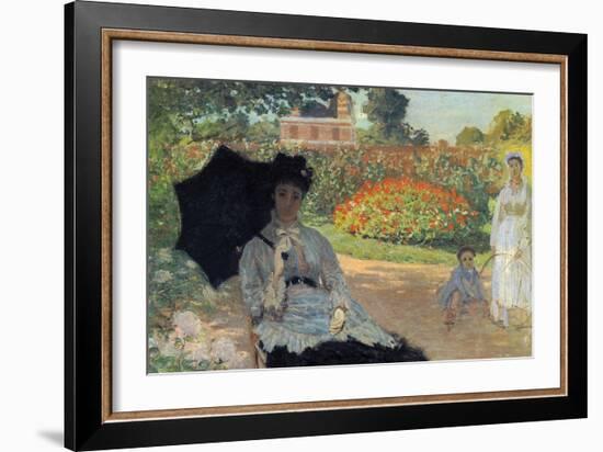 Camille in the Garden with Jean and His Nanny-Claude Monet-Framed Art Print