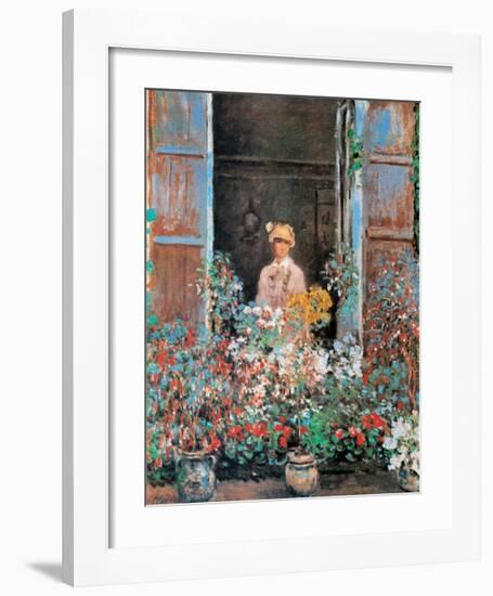 Camille Monet at the Window-Claude Monet-Framed Art Print