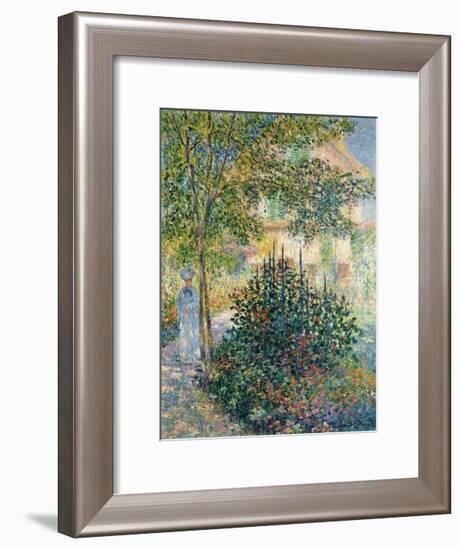 Camille Monet in the Garden at Argenteuil, 1876-Claude Monet-Framed Premium Giclee Print