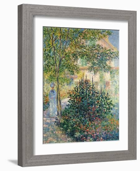 Camille Monet in the Garden at Argenteuil, 1876-Claude Monet-Framed Premium Giclee Print