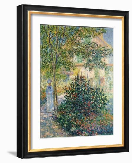 Camille Monet in the Garden at Argenteuil, 1876-Claude Monet-Framed Premium Giclee Print