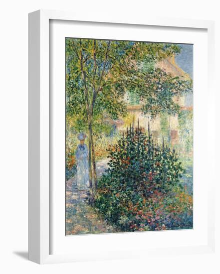 Camille Monet in the Garden at Argenteuil, 1876-Claude Monet-Framed Premium Giclee Print