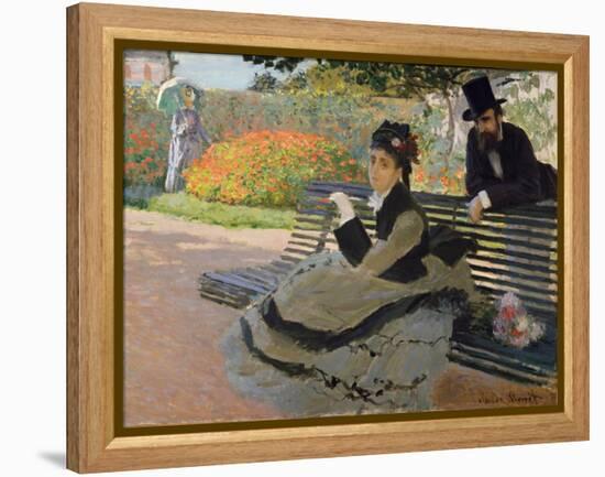 Camille Monet on a Garden Bench, 1873-Claude Monet-Framed Premier Image Canvas