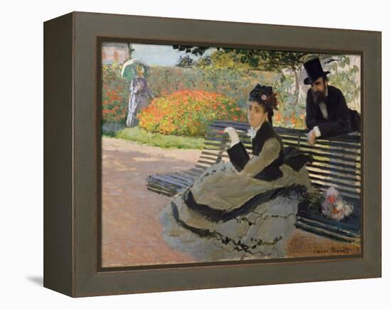 Camille Monet on a Garden Bench, 1873-Claude Monet-Framed Premier Image Canvas
