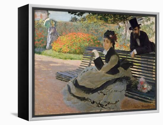 Camille Monet on a Garden Bench, 1873-Claude Monet-Framed Premier Image Canvas