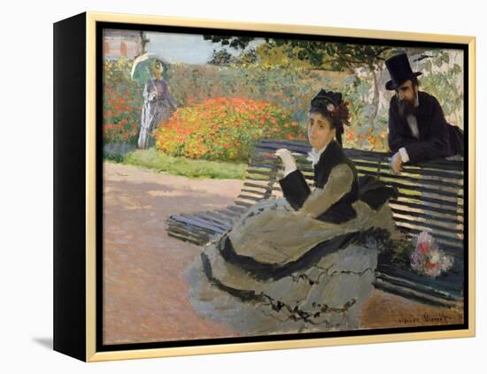 Camille Monet on a Garden Bench, 1873-Claude Monet-Framed Premier Image Canvas