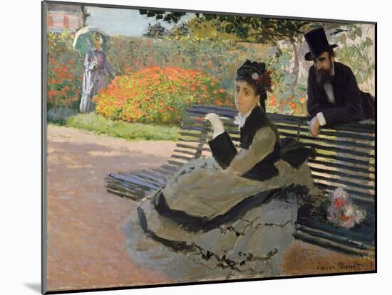 Camille Monet on a Garden Bench, 1873-Claude Monet-Mounted Giclee Print