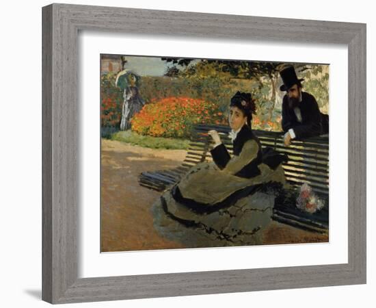 Camille Monet on a Garden Bench-Claude Monet-Framed Giclee Print