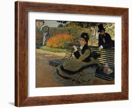 Camille Monet on a Garden Bench-Claude Monet-Framed Giclee Print