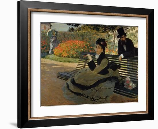 Camille Monet on a Garden Bench-Claude Monet-Framed Giclee Print